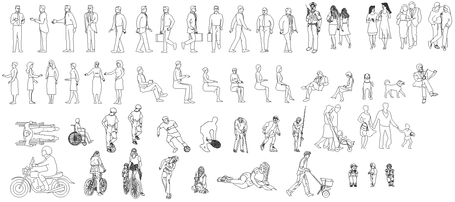 Athletes and human figures dwg autocad drawing .