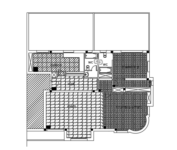 A tile detail of the 17x17m 2bhk home plan AutoCAD drawing is given in this file