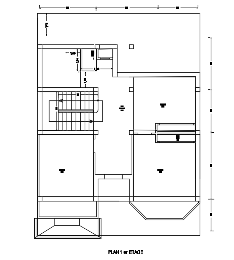 A top view of the 11x14m house first floor AutoCAD drawing is given in this file
