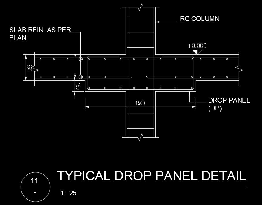 A typical drop panel detail drawing is given in this AutoCAD file