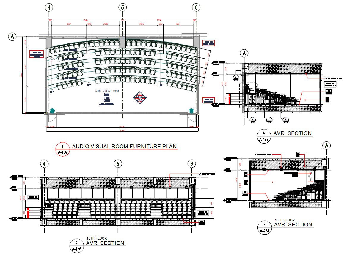 Audio Visual Room Layout 2D Plan CAD Drawing for Furniture Design