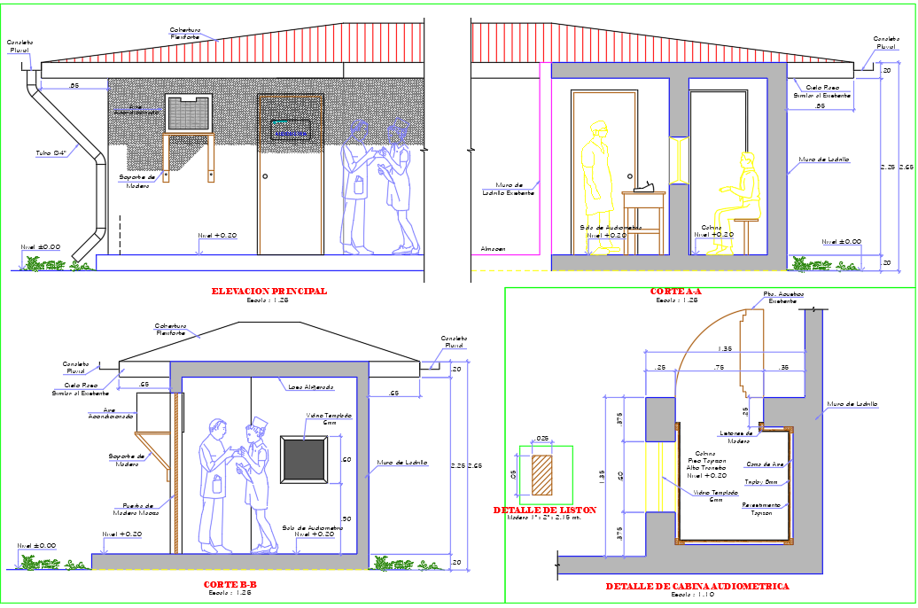 Audiometer Room Section & Plan Layout DWG File