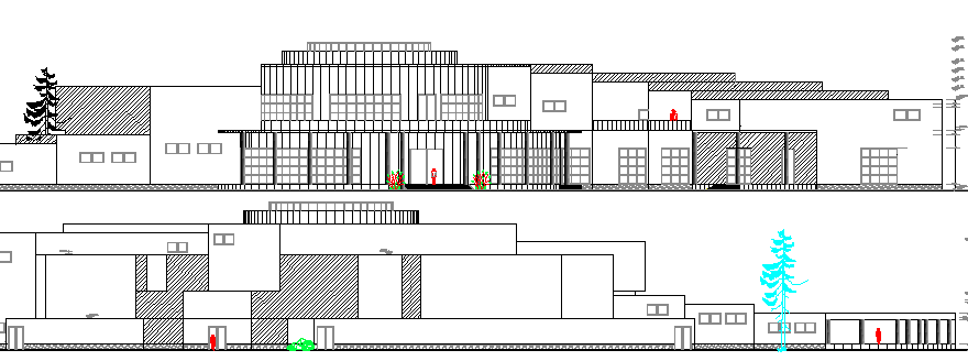 Auditorium Hall Architecture Design an Elevation dwg file