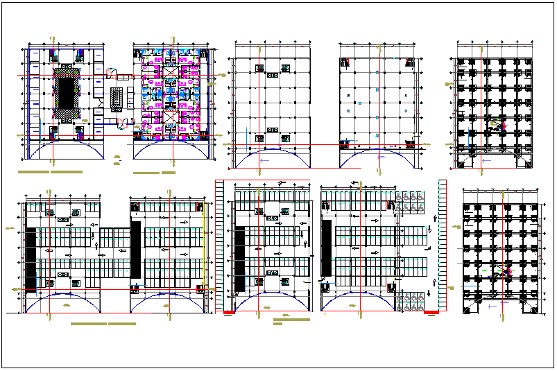Auditorium hall center plan detail view dwg file