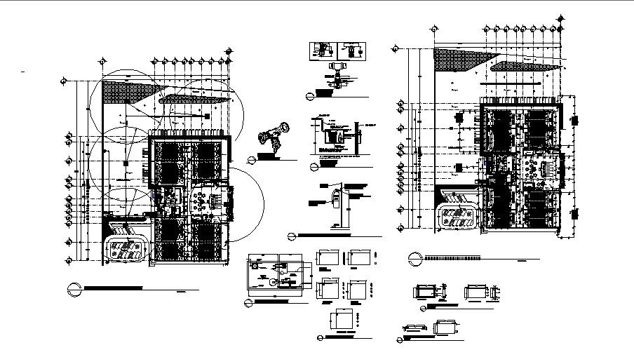 Auditorium hall distribution plan and water tank details dwg file
