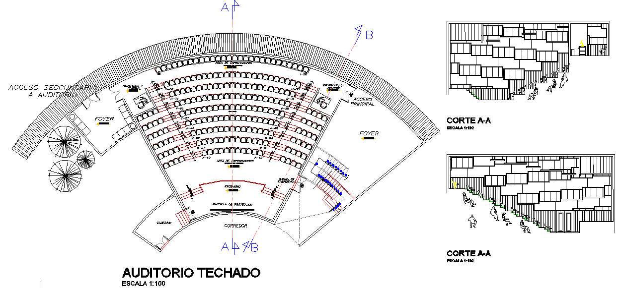 Auditorium layout plan dwg file