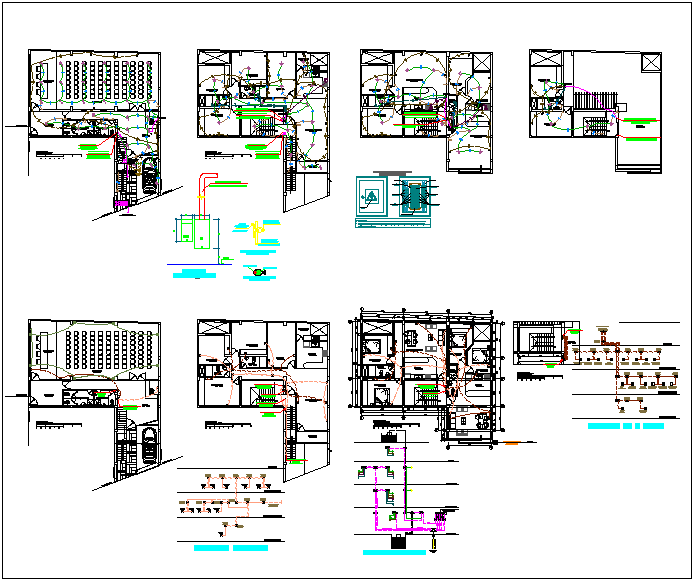Auditorium structure detail dwg file