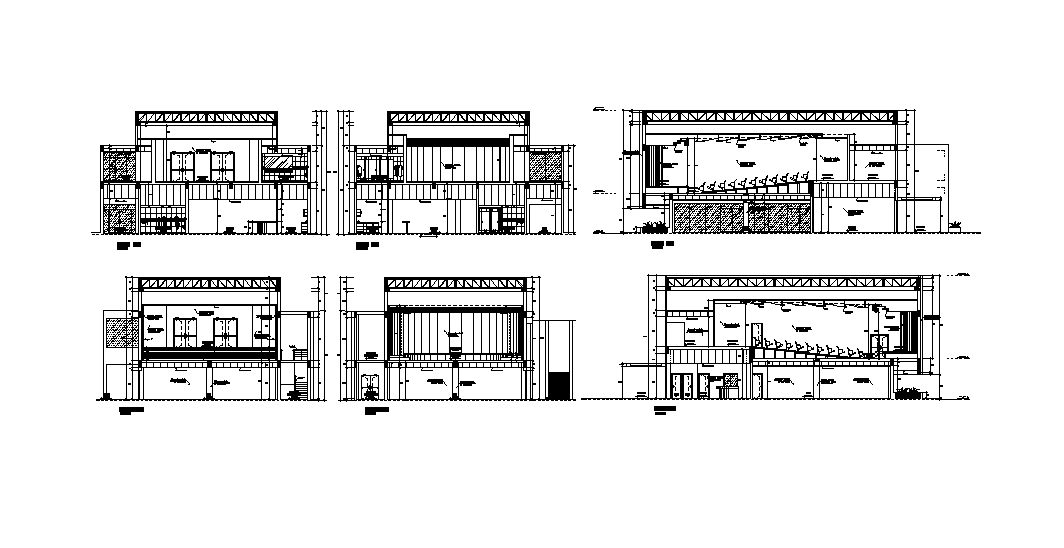 Auditorium Building Sectional Elevation CAD Drawing Download DWG File