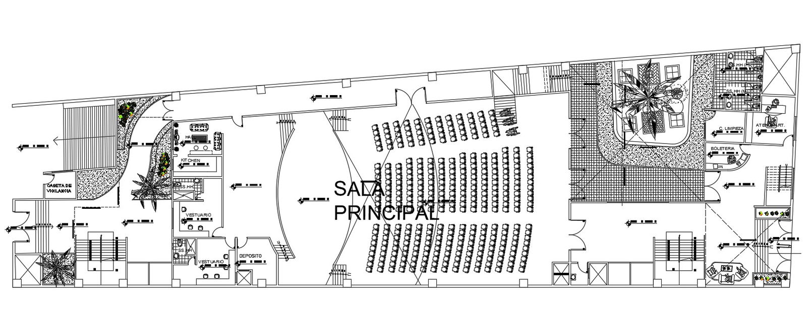 Auditorium Hall Ground Floor Plan CAD Drawing Download DWG File