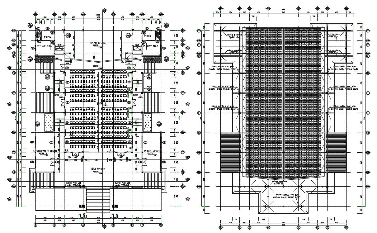 Auditorium Hall Plan And Roof Plan CAD Drawing Download DWG File