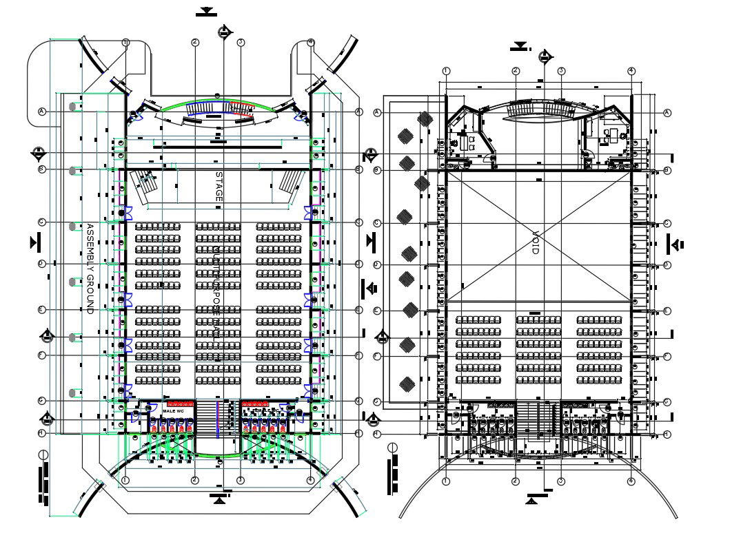 Auditorium Hall Plan AutoCAD Drawing Download DWG File