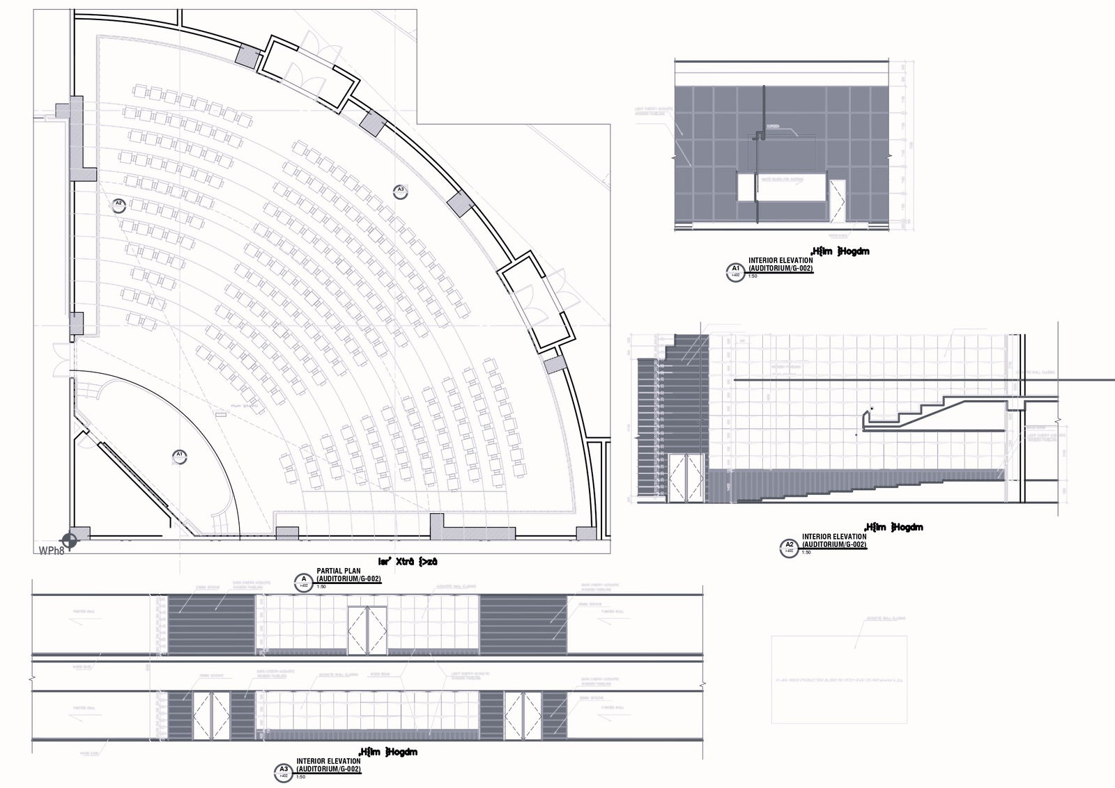 Auditorium Plan with Interior Elevation DWG Design Drawing Details