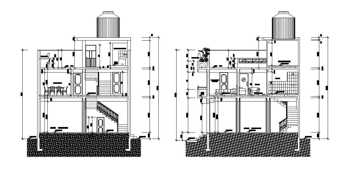 AutoCAD House Building Section CAD Drawing Download DWG File