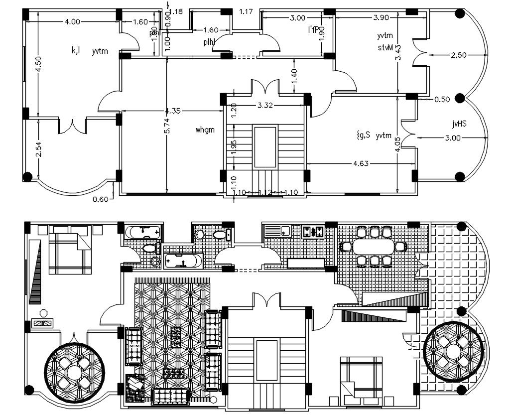 AutoCAD 2 BHK House Plan With Dimensions