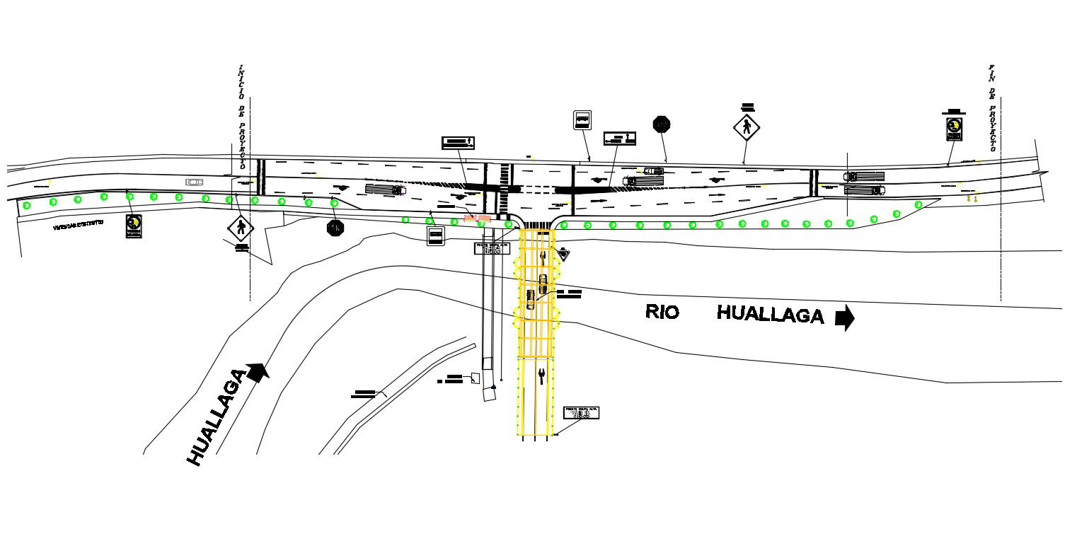 AutoCAD 2D Drawing Of Main Highway Road In Plan DWG File 