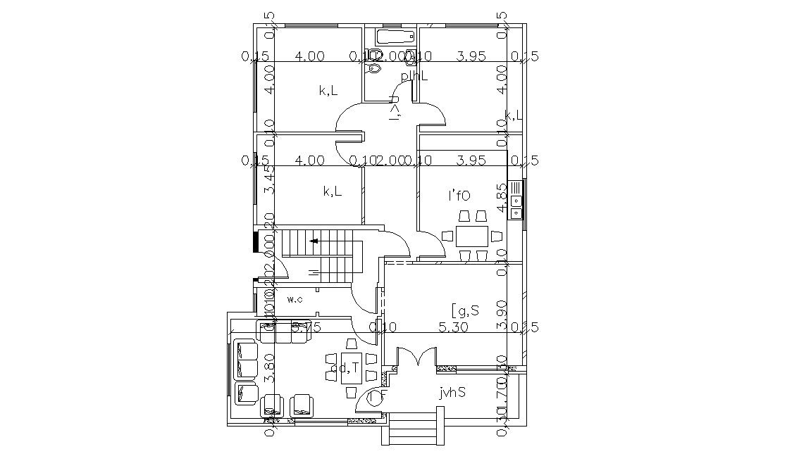 AutoCAD 3 BHK House Plan Design With Dimension