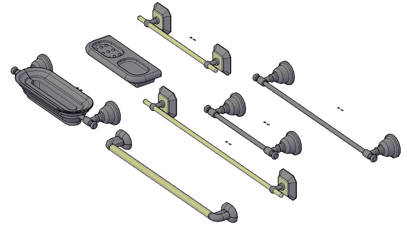 AutoCAD 3D Bathroom Accessories File Free Download