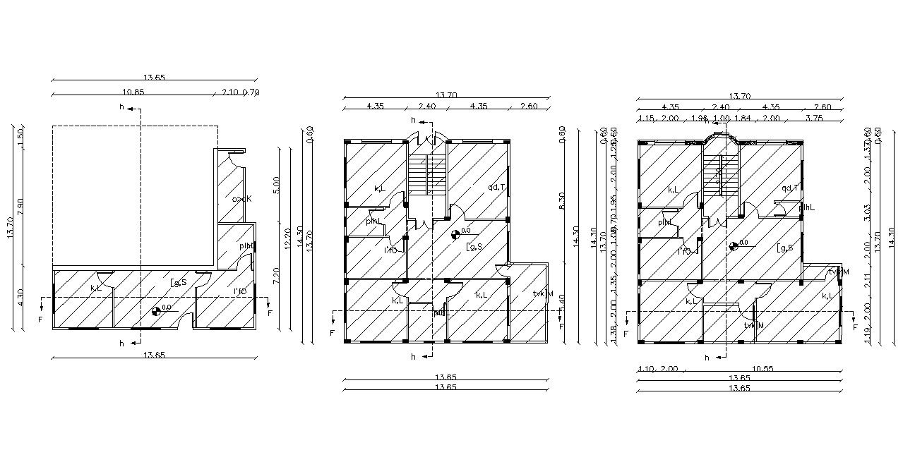 AutoCAD Bungalow Floors Plan With Dimension Design CAD Drawing