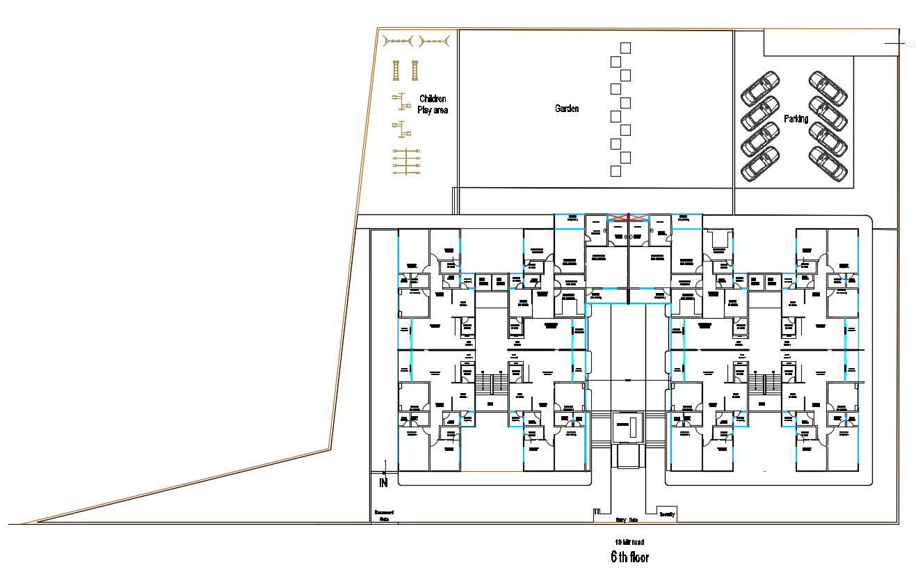 AutoCAD Design Of Sixth Floor 3BHK Apartment Planning DWG file