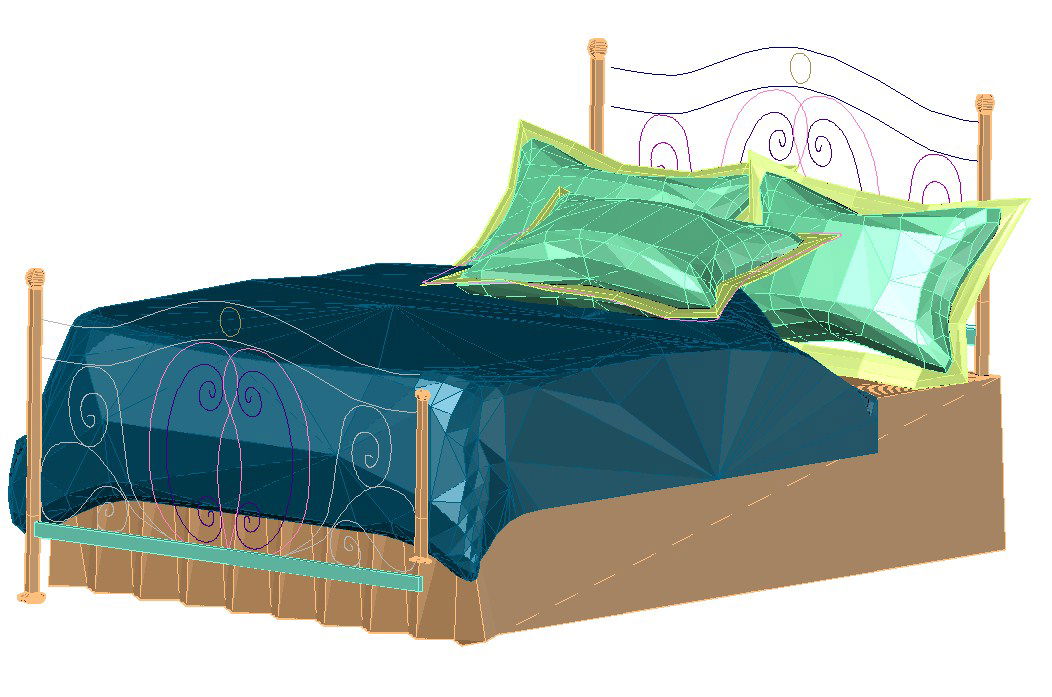AutoCAD Double Bed 3D Elevation Drawing in DWG File