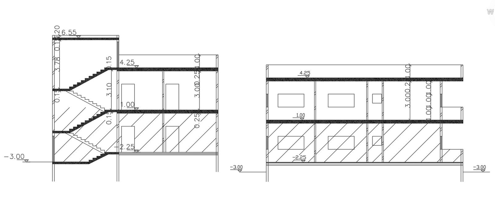AutoCAD Drawing Of Two Sections House Building Design