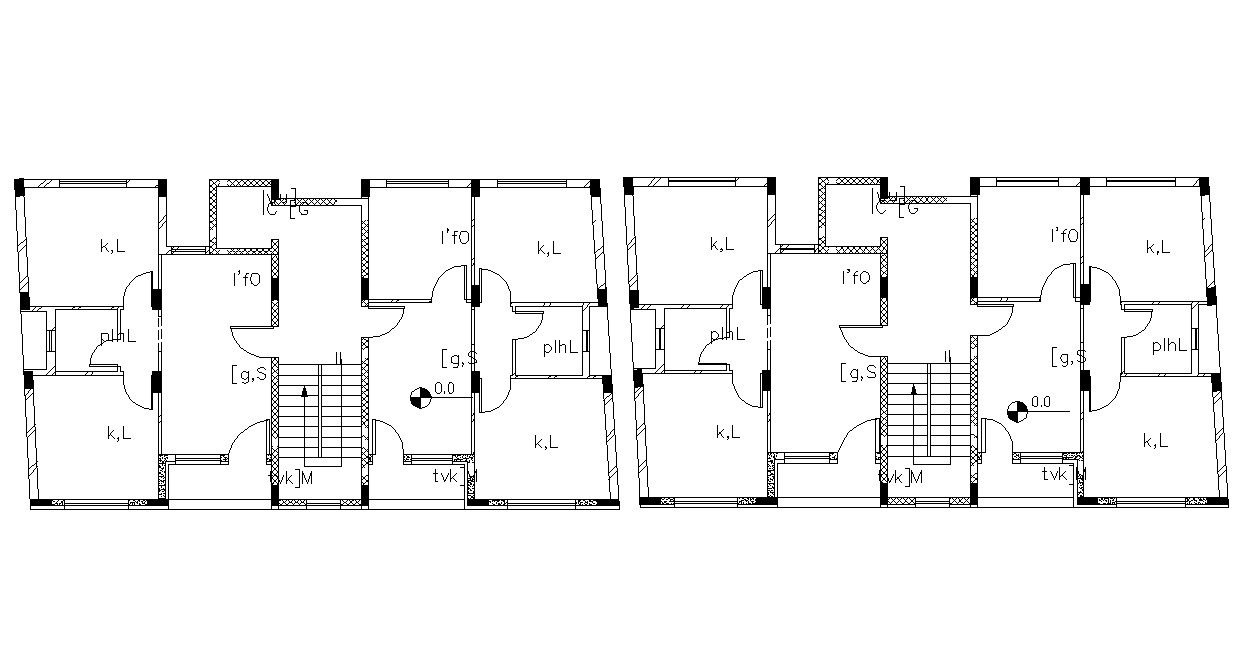 AutoCAD Drawing Apartment Building Plan With Column Marking