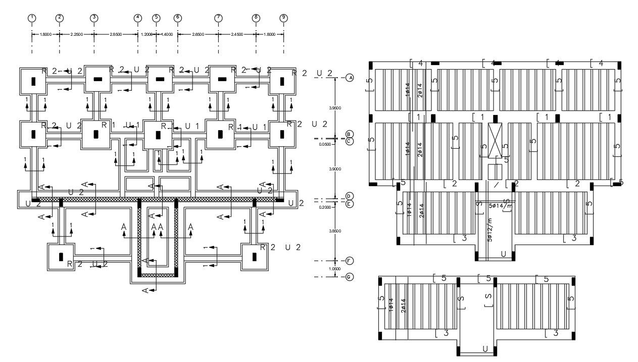 AutoCAD Drawing Column Foundation Design With Beam Reinforcement