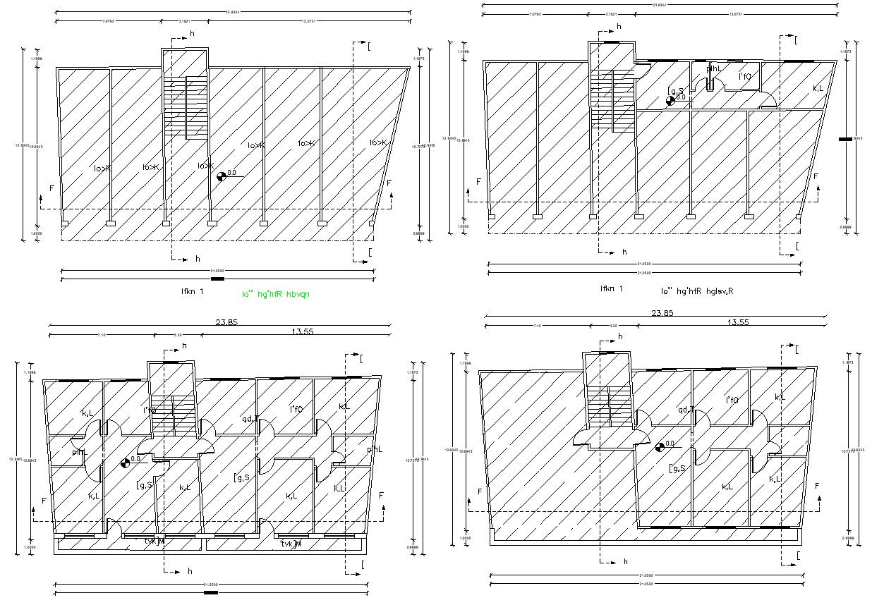 AutoCAD Drawing Commercial Building Floors Plan With Dimensions