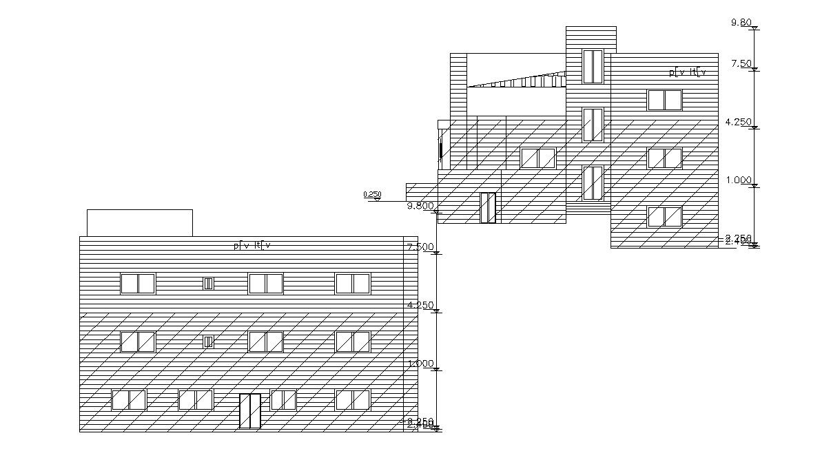 AutoCAD Drawing House Building Elevation Design
