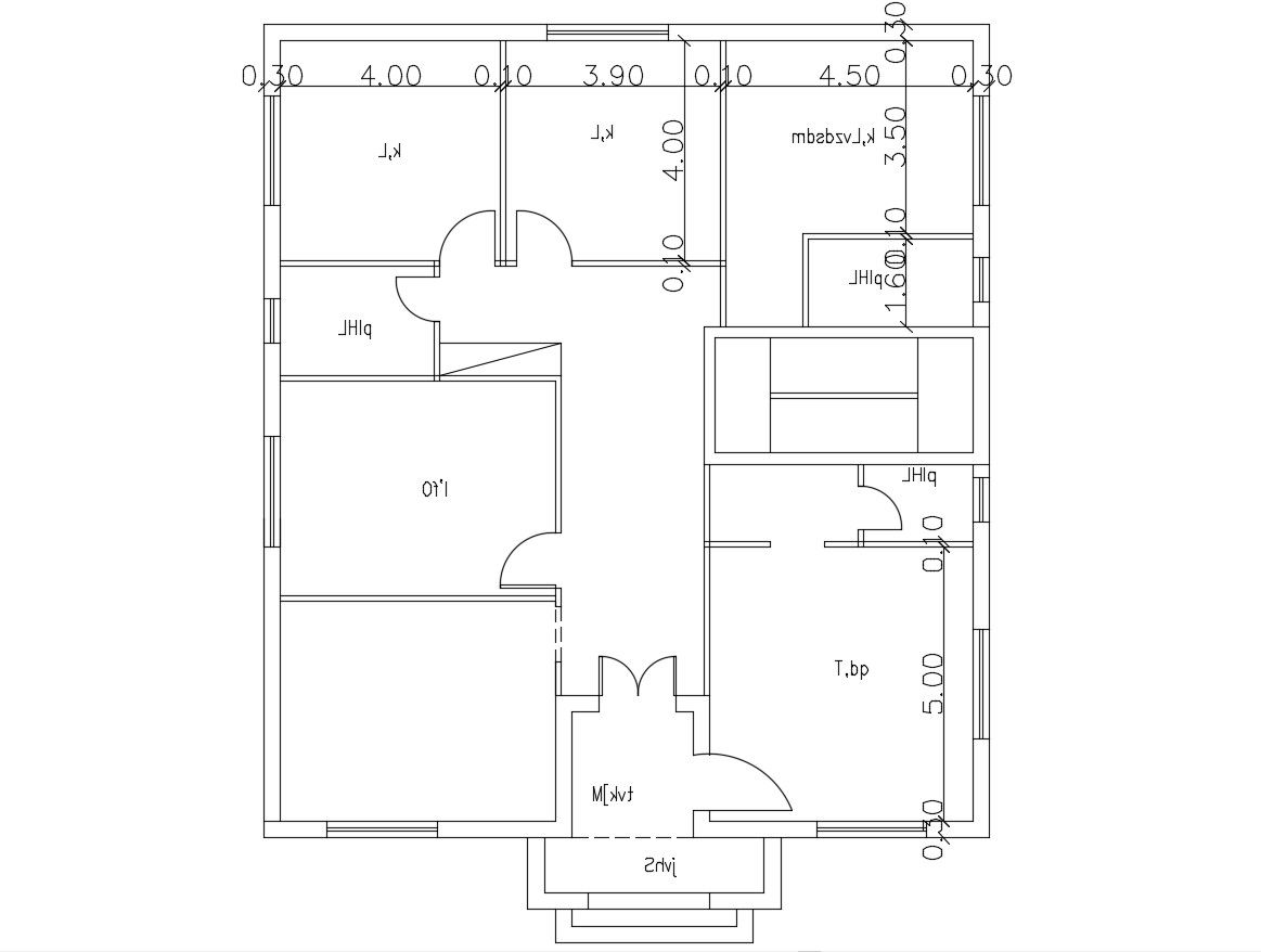 AutoCAD Drawing House Floor Plan With Dimension Design