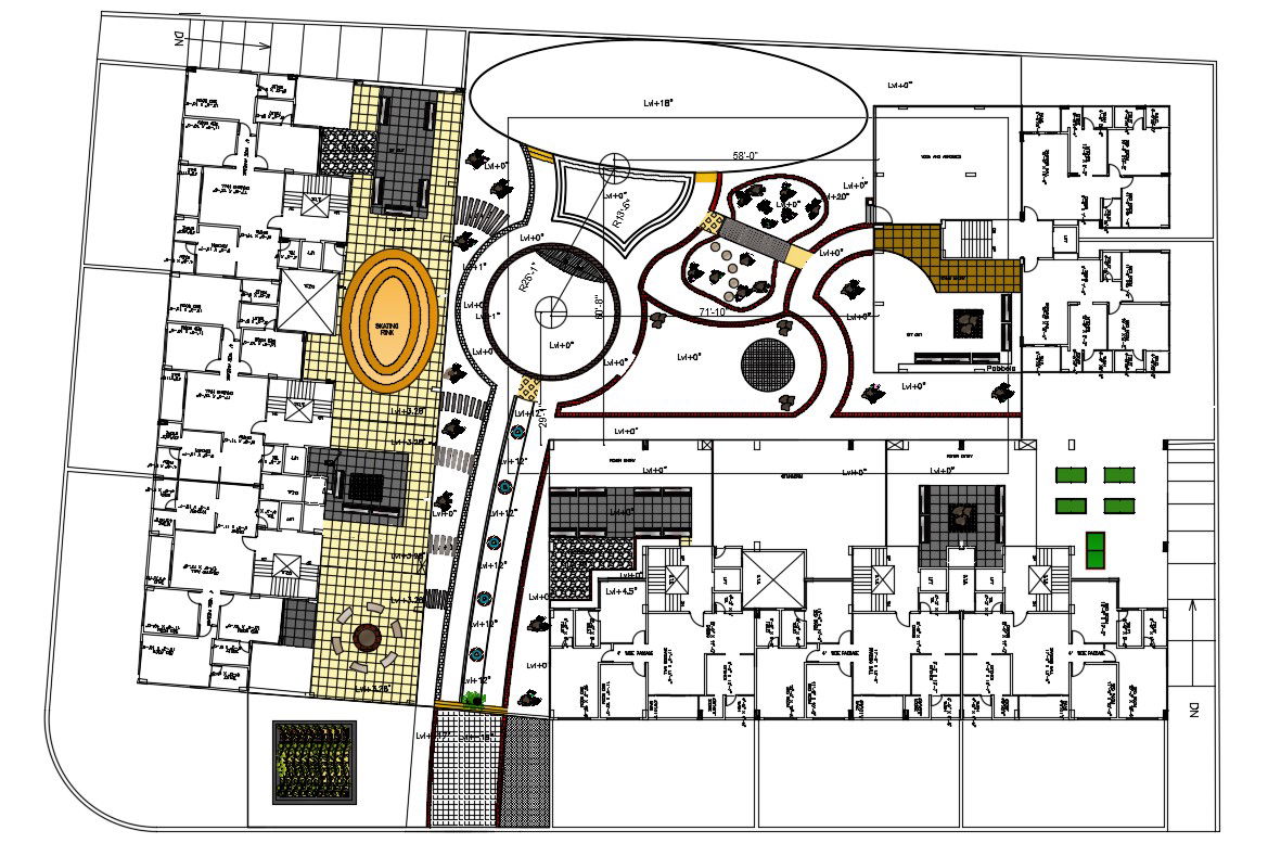 AutoCAD Drawing Of Apartment Design With Landscape And Working Drawing CAD File