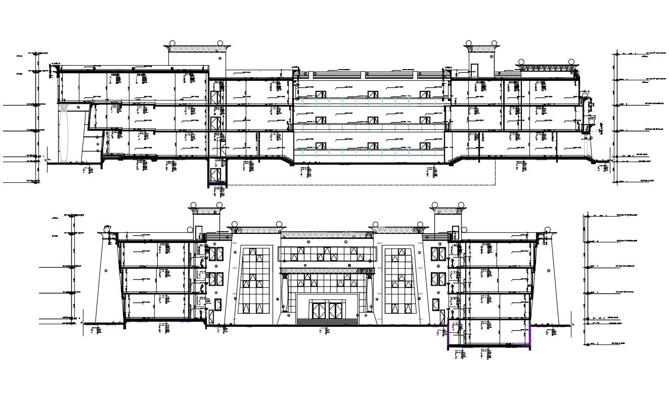 AutoCAD Drawing Of College Section With Working Drawing DWG File