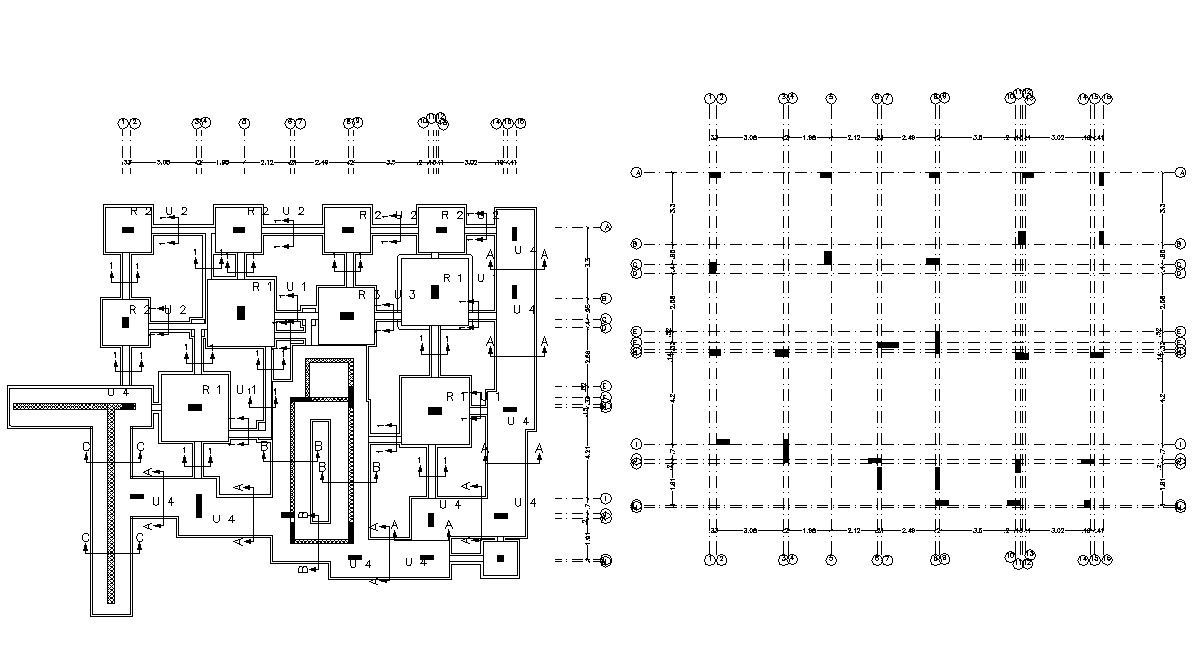 AutoCAD Drawing Of Structure Column Foundation DWG File