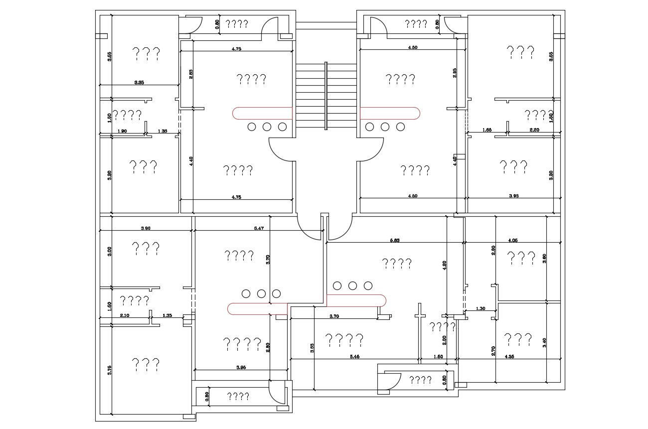 AutoCAD Drawing Of Two BHK Apartment Architecture Design