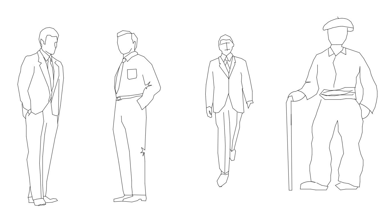 AutoCAD Elevation Men Templates 2D CAD Drawing 