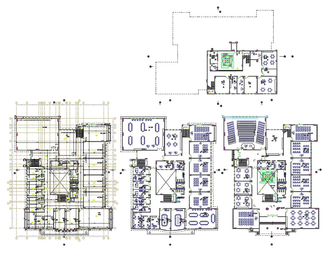 AutoCAD File College Of Applied Sciences With Furniture Layout And Working Drawing