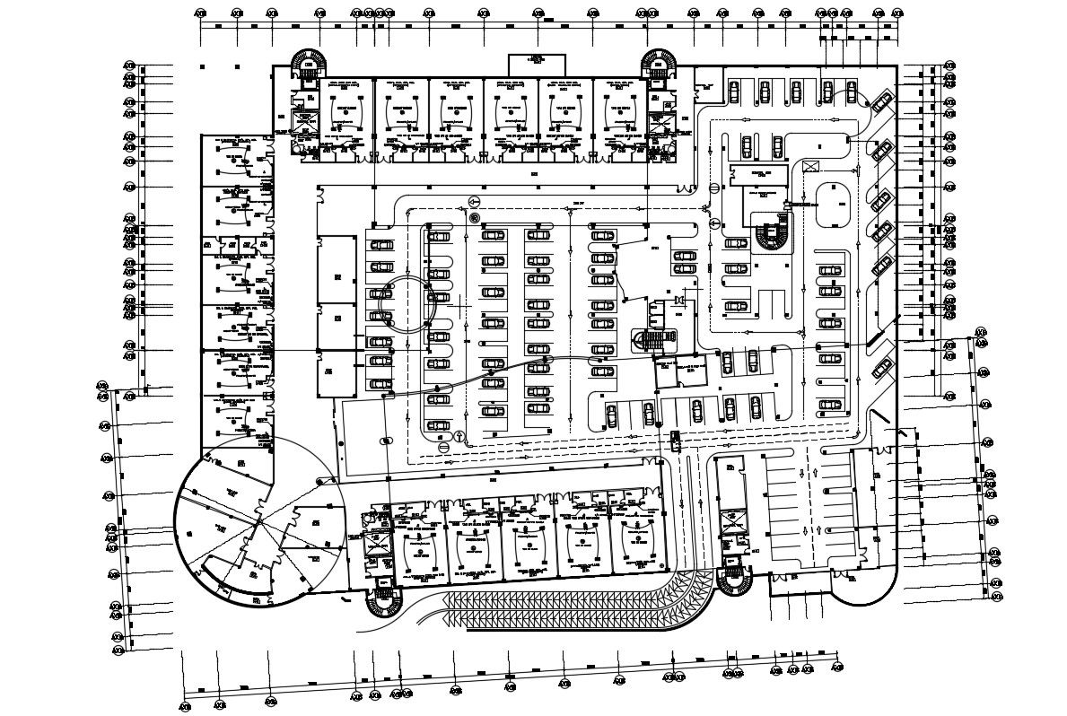 AutoCAD File Of Ground Floor Commercial Building Parking Design CAD Drawing