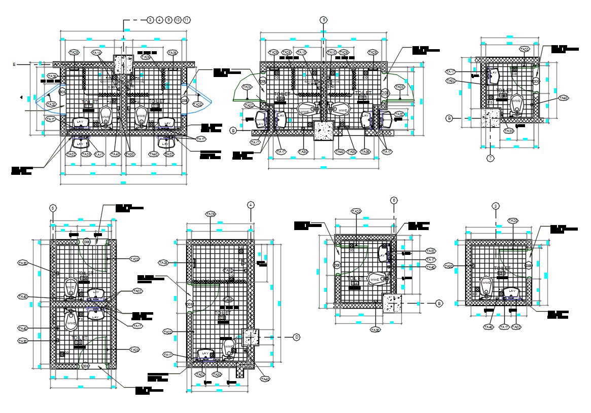 AutoCAD File Small Toilet Design Plan With Working Drawing