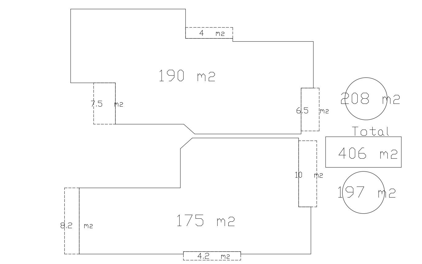 AutoCAD File Top Floor Plan Of House Building With Area Marking 