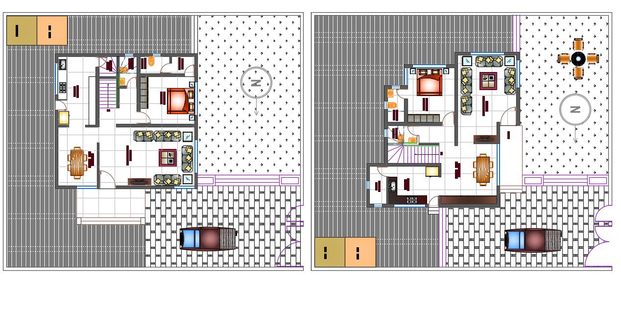 AutoCAD Ground Floor Plans Of Bungalow With Presentation DWG File
