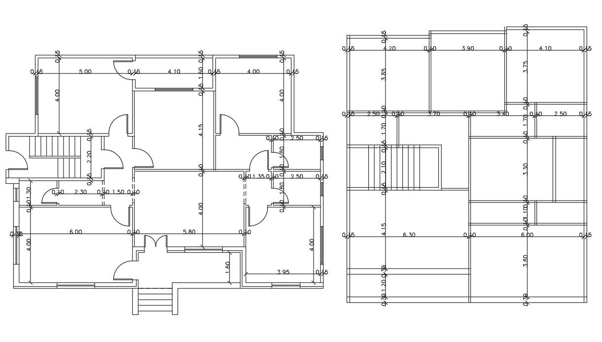 AutoCAD House Floor Plan With Dimension CAD Drawing