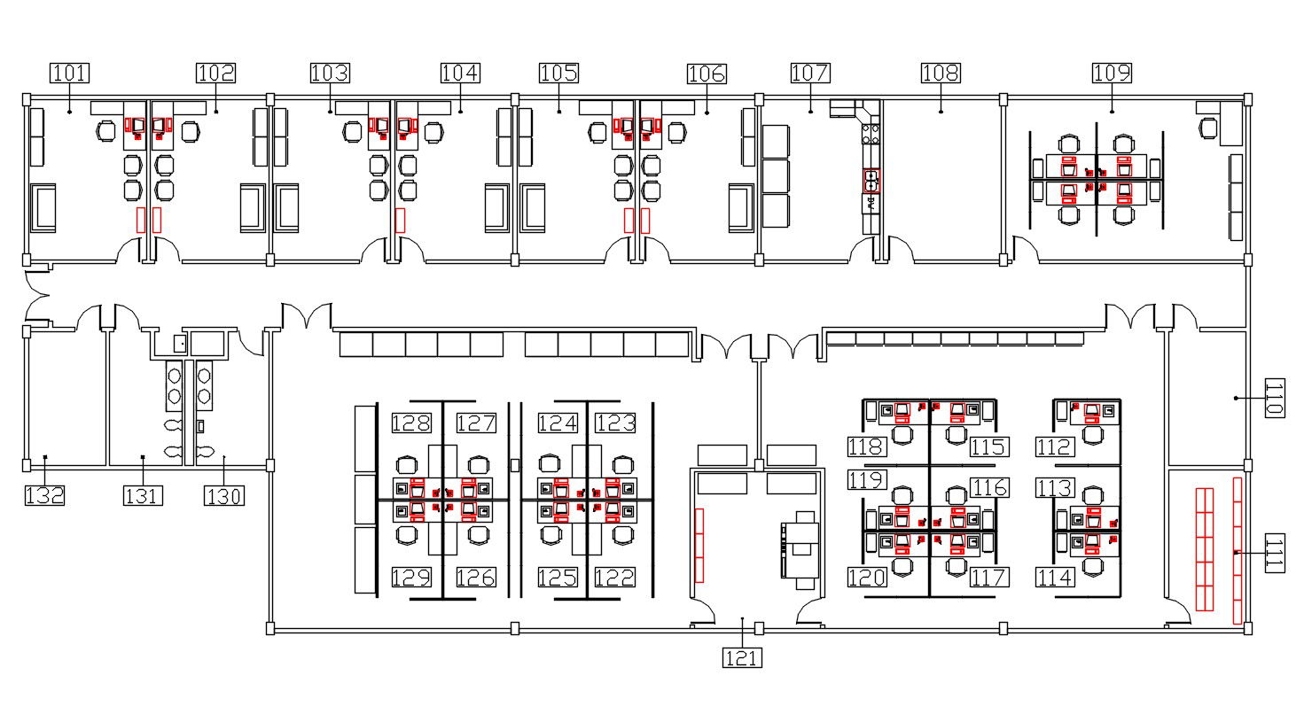 Architecture Office Furniture Layout Plan DWG File
