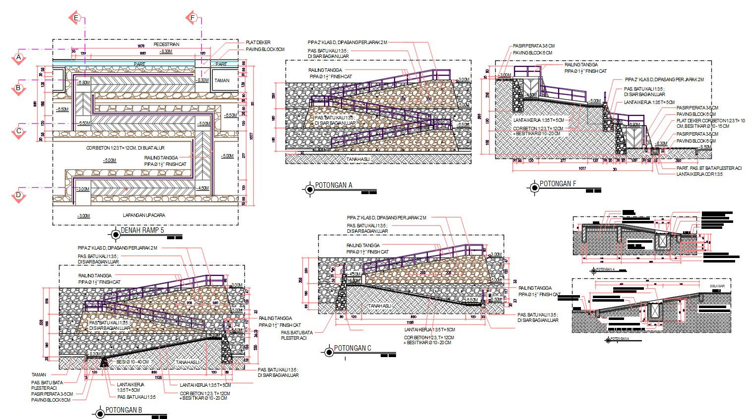 AutoCAD Staircase With Wall Elevation Design DWG