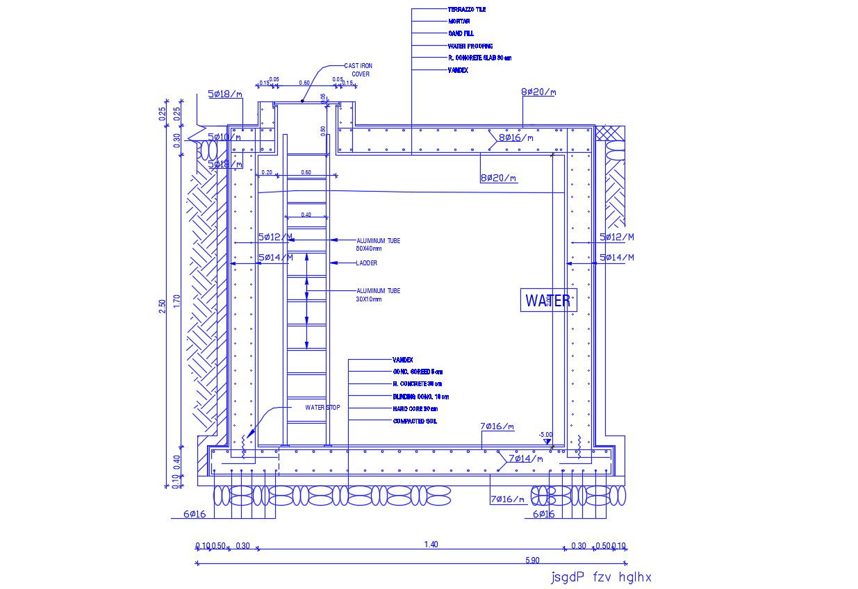 AutoCAD Structure Drawing Of Water Tank design CAD File Download