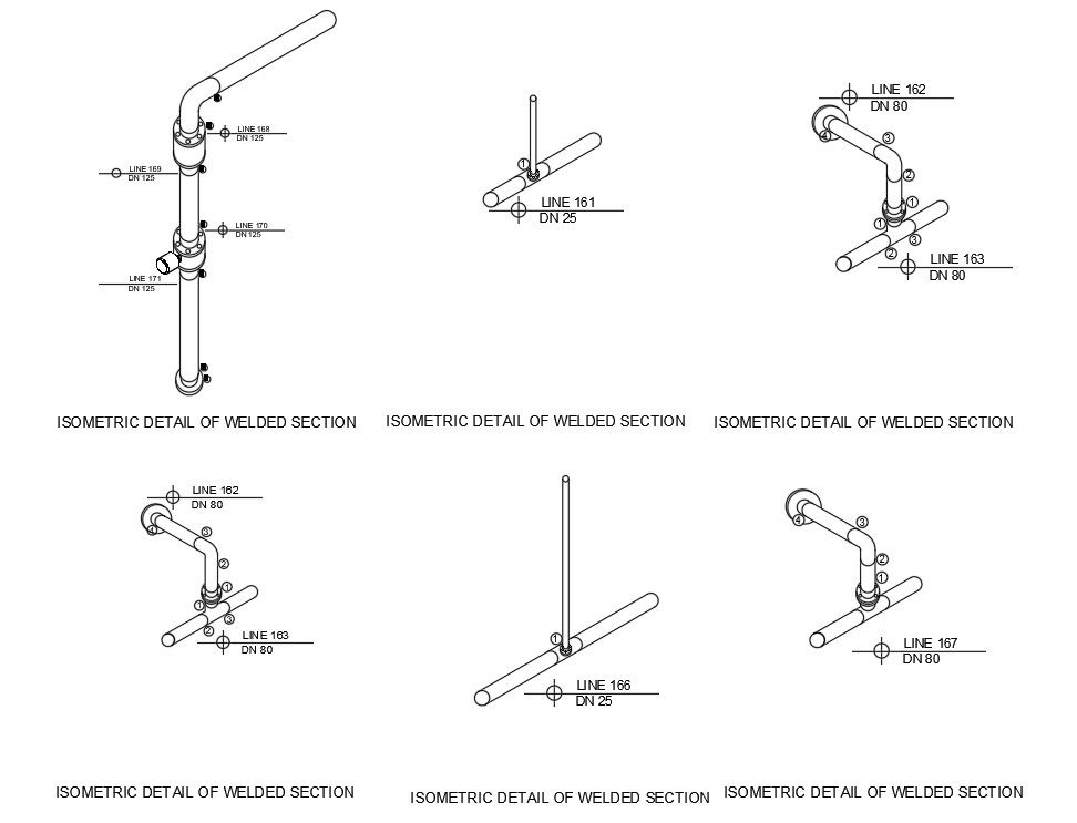 AutoCAD 2D DWG Drawing of the isometric views of Butt Weld section details are given in this file.Download the AutoCAD DWG file.
