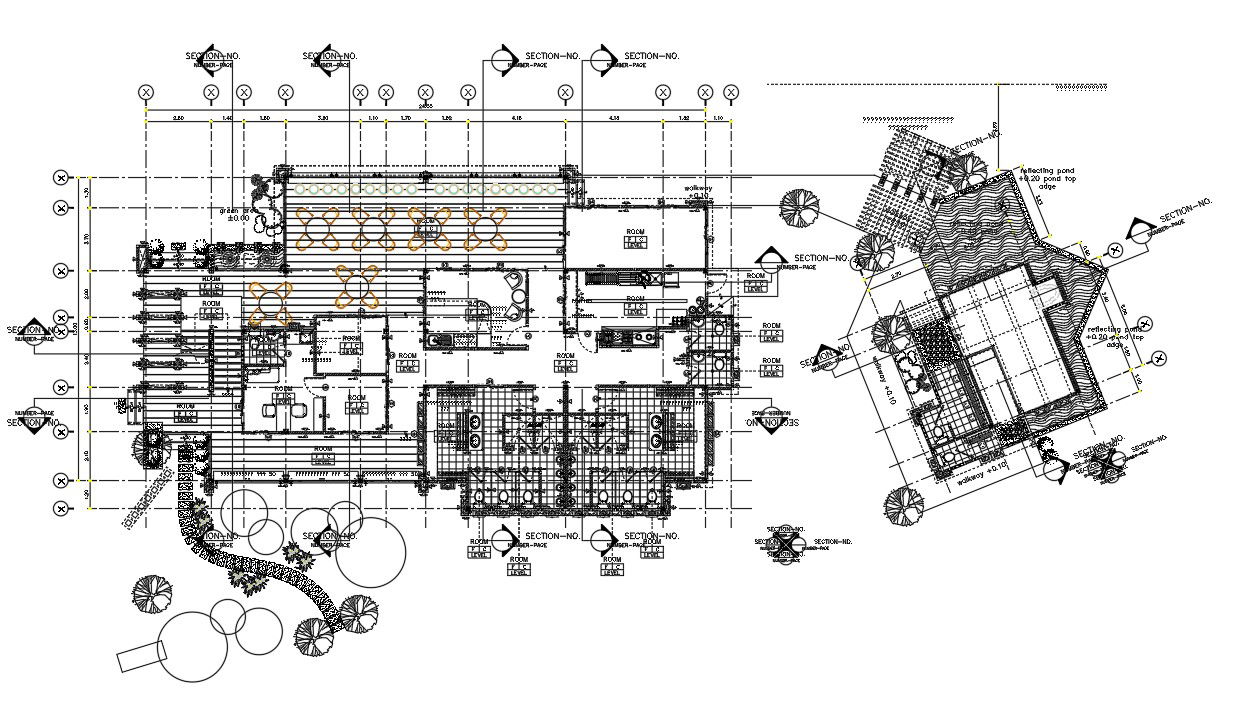 AutoCAD 2D DWG Drawing restaurant floor plan is available in this drawing file, Download the Autocad 2d DWG file.