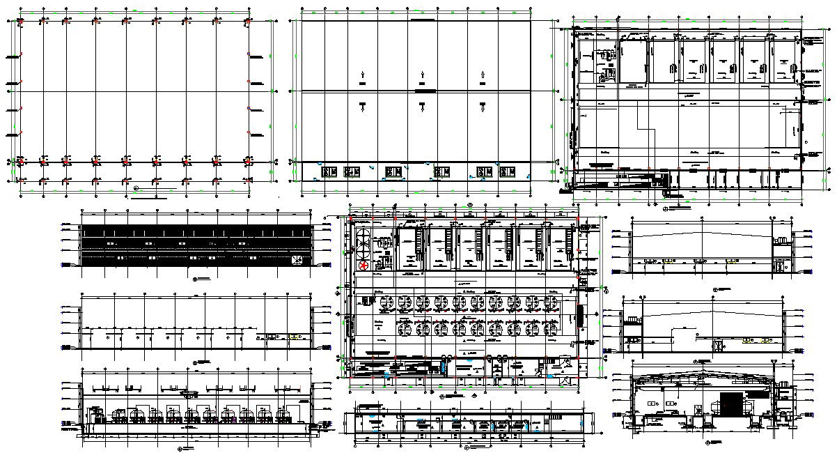 AutoCAD 2D DWG file having the partial Section and elevation details of the factory building. Download the AutoCAD DWG file.
