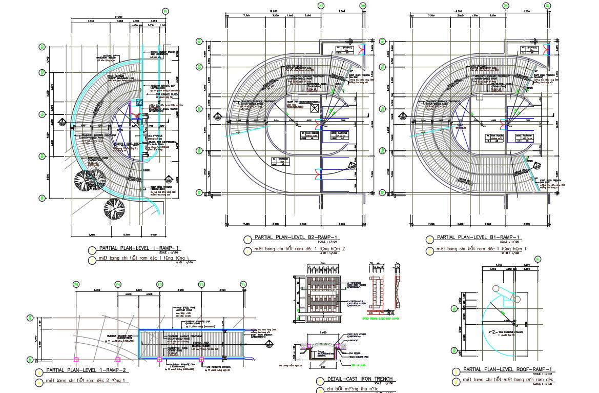AutoCAD 2D Drawing file having the details of the partial plan of the Ramp. Download the 2D DWG AutoCAD file