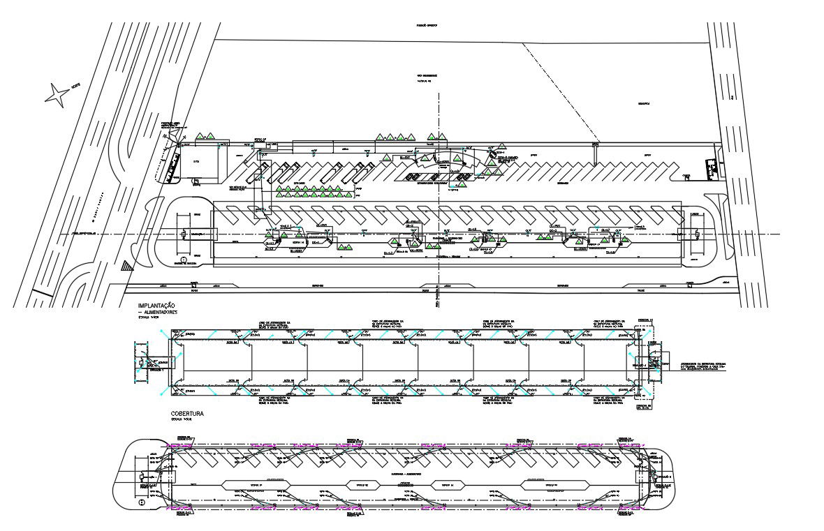 AutoCAD 2D Drawing of the Bus terminal section details.Download the AutoCAD DWG file.