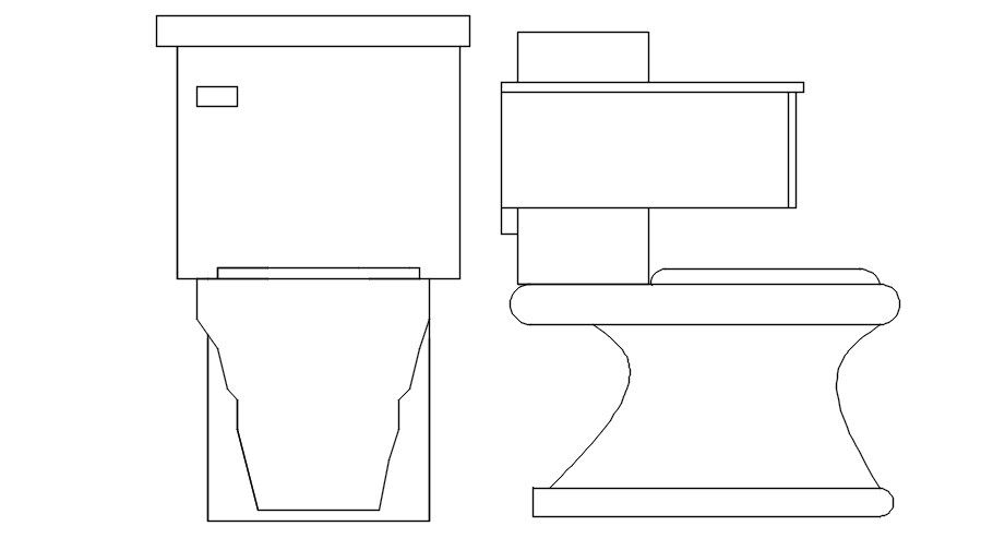 AutoCAD 2D blocks European style toilet, dwg file, CAD file
